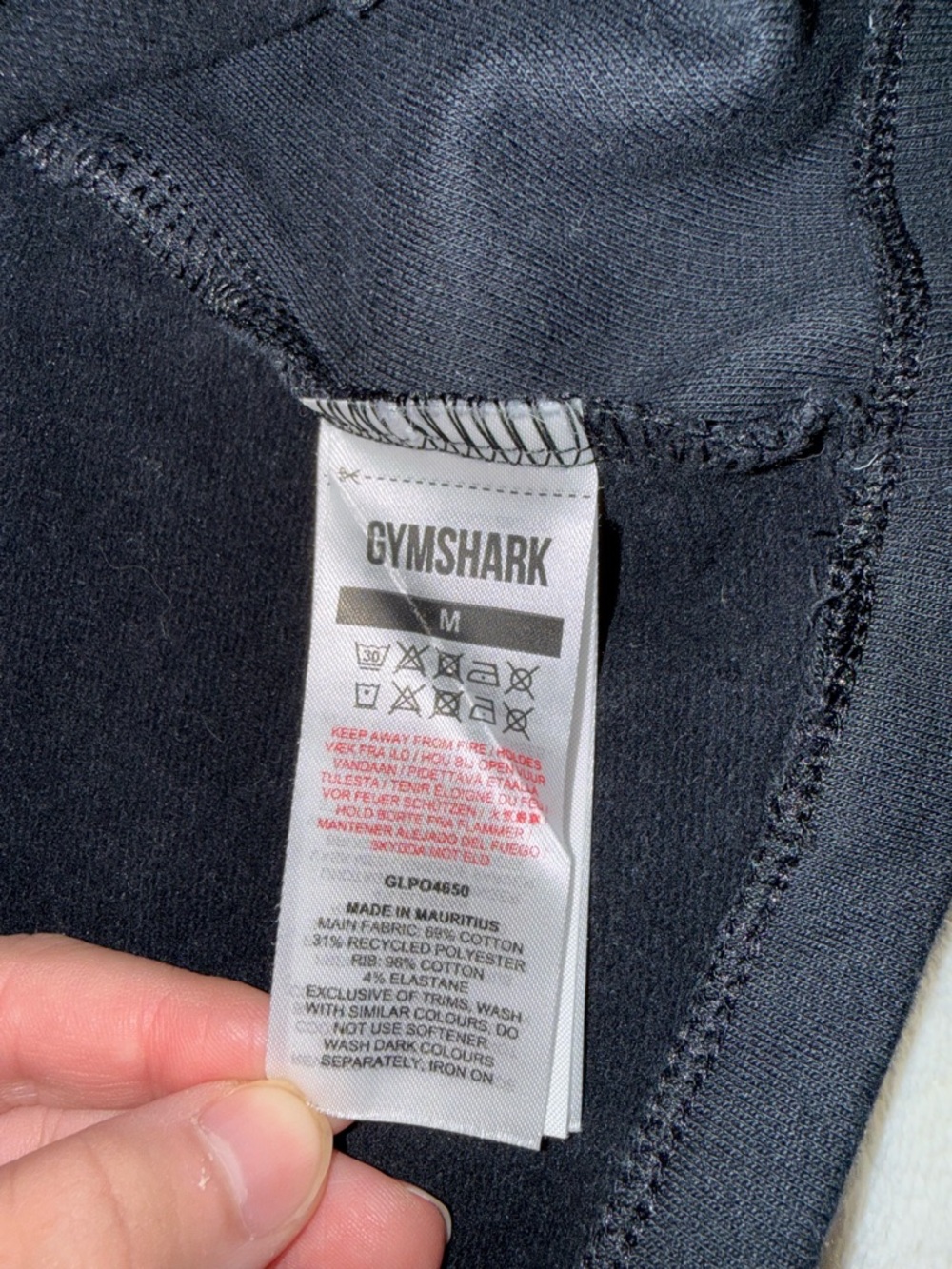 Gymshark Black Cropped Hoodie with White Logo size Medium - Picture 6 of 6